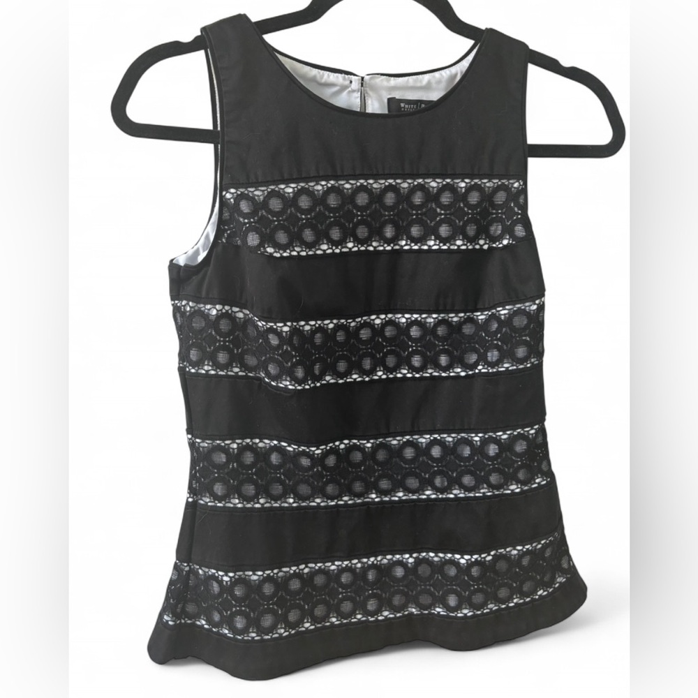 White House Black Market Black and White Lace Blouse